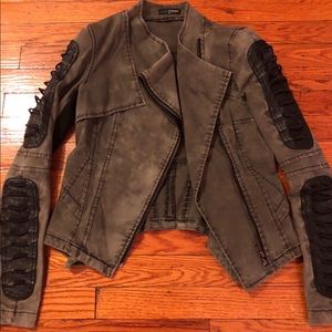 Khaki jacket with black accents